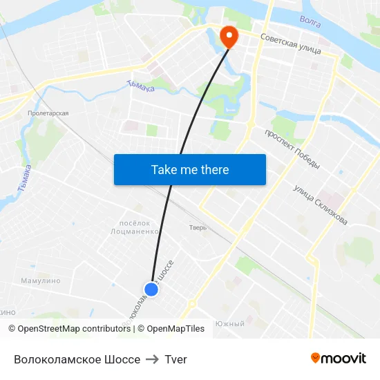 Волоколамское Шоссе to Tver map