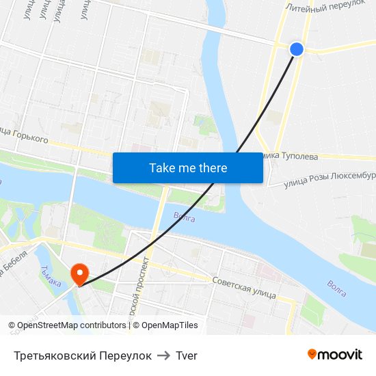 Третьяковский Переулок to Tver map