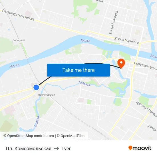 Пл. Комсомольская to Tver map
