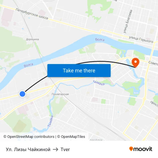 Lisa Chaikina Street to Tver map