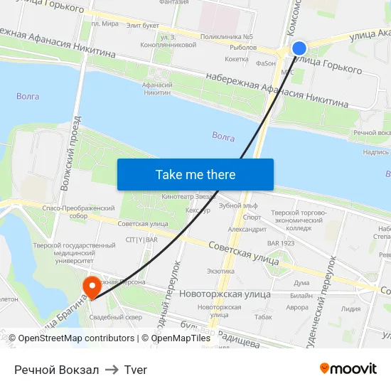 Речной Вокзал to Tver map