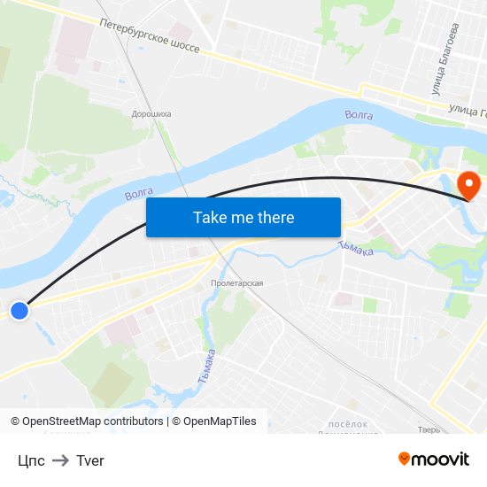 Цпс to Tver map