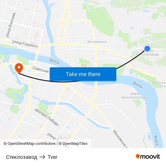 Стеклозавод to Tver map