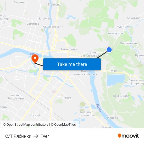 С/Т Рябинки to Tver map