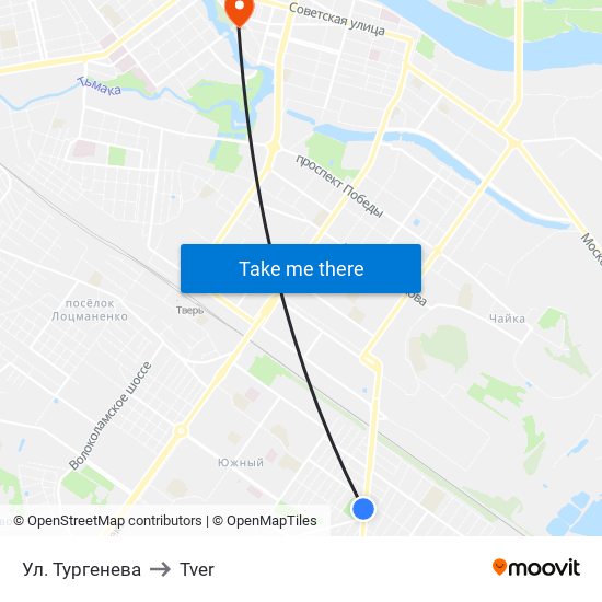 Ул. Тургенева to Tver map