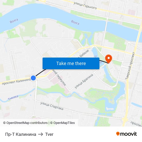 Пр-Т Калинина to Tver map