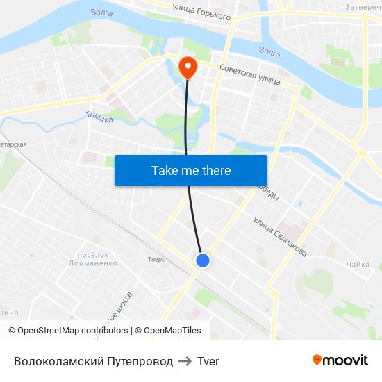 Волоколамский Путепровод to Tver map