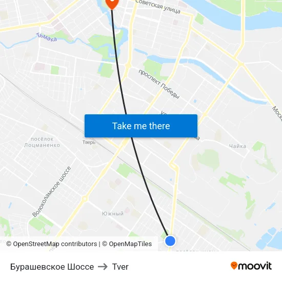 Бурашевское Шоссе to Tver map