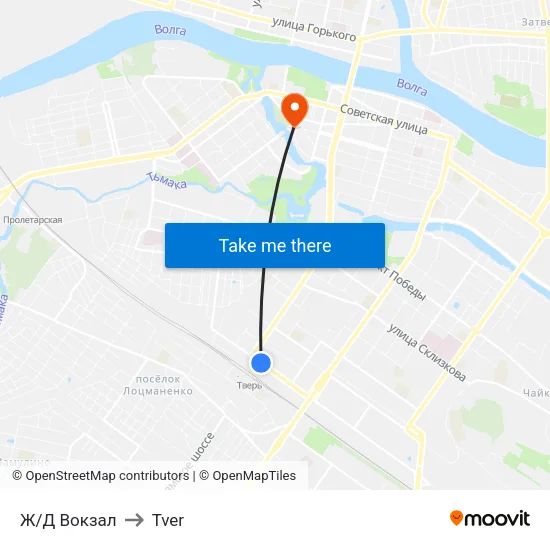 Railway Station to Tver map