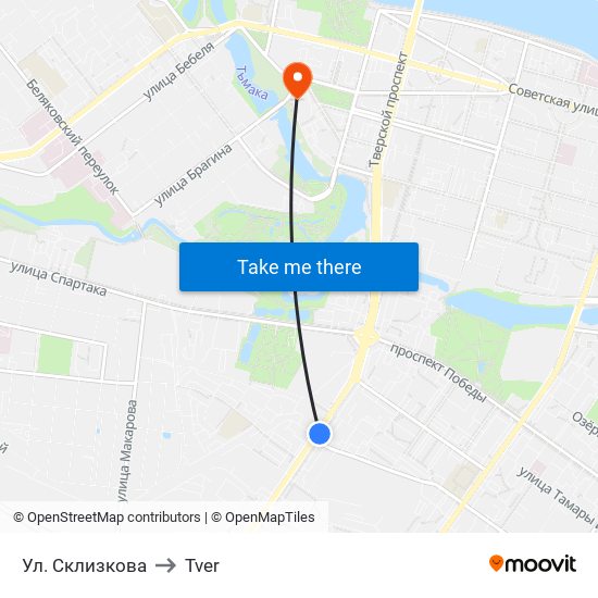 Ул. Склизкова to Tver map