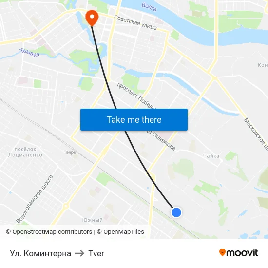 Ул. Коминтерна to Tver map