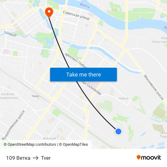109 Ветка to Tver map