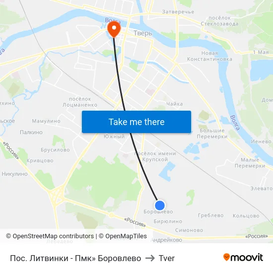 Пос. Литвинки - Пмк»  Боровлево to Tver map