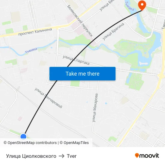 Улица Циолковского to Tver map