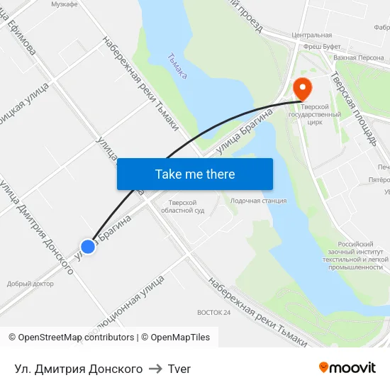 Ул. Дмитрия Донского to Tver map