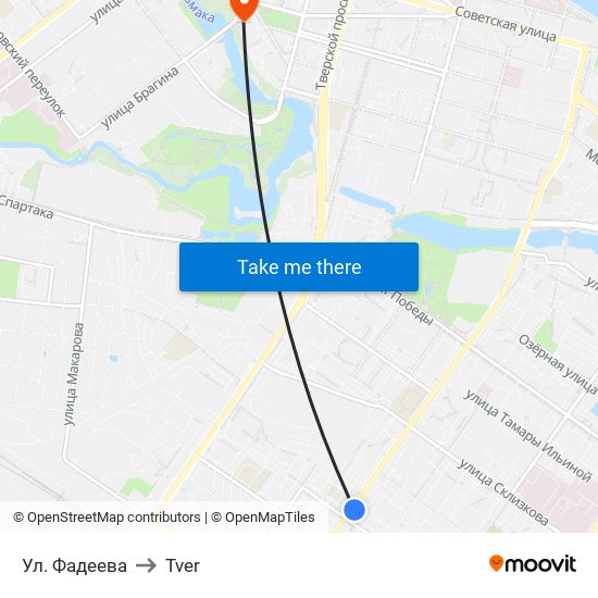 Ул. Фадеева to Tver map