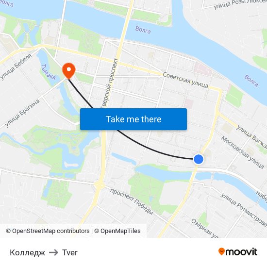 Колледж to Tver map