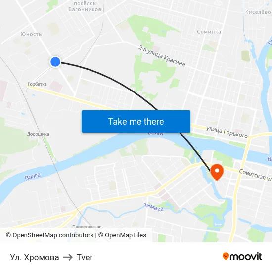 Khromova Street to Tver map