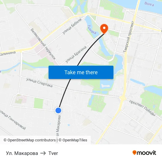 Ул. Макарова to Tver map