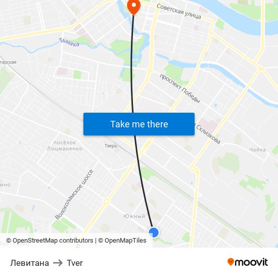 Левитана to Tver map