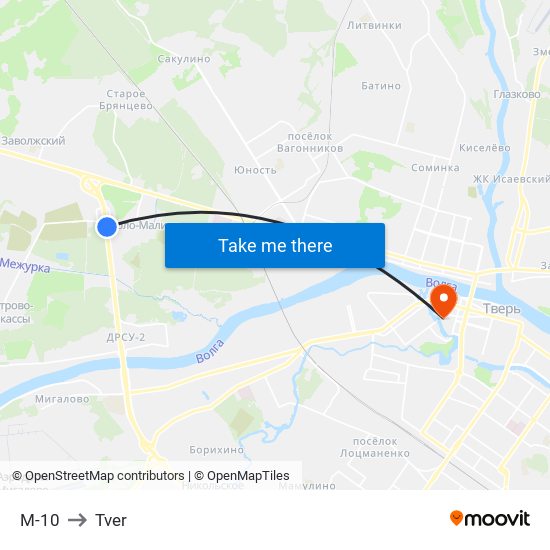 М-10 to Tver map