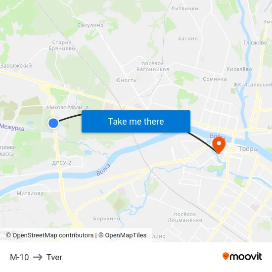 М-10 to Tver map