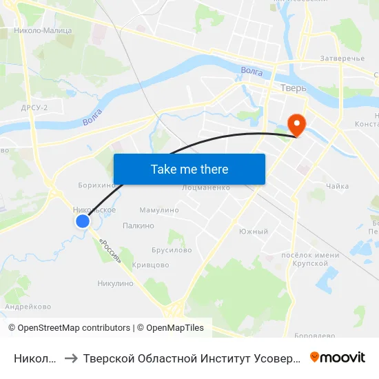 Никольское to Тверской Областной Институт Усовершенствования Учите map