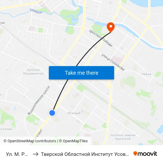 Ул. М. Расковой to Тверской Областной Институт Усовершенствования Учите map