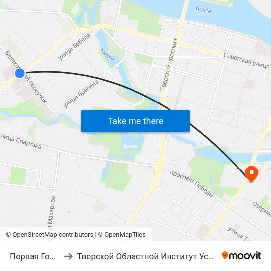 Первая Горбольница to Тверской Областной Институт Усовершенствования Учите map