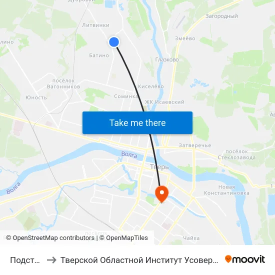 Подстанция to Тверской Областной Институт Усовершенствования Учите map