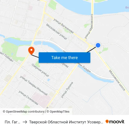 Пл. Гагарина to Тверской Областной Институт Усовершенствования Учите map