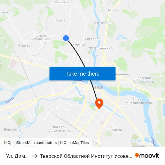 Ул. Димитрова to Тверской Областной Институт Усовершенствования Учите map