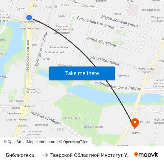 Библиотека Им. Герцена to Тверской Областной Институт Усовершенствования Учите map