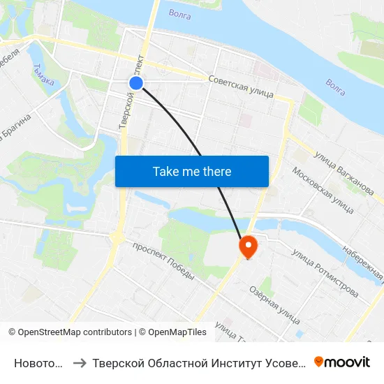 Новоторжская to Тверской Областной Институт Усовершенствования Учите map