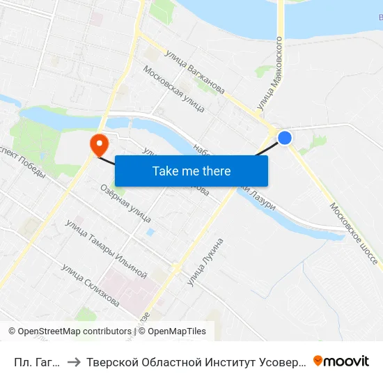 Пл. Гагарина to Тверской Областной Институт Усовершенствования Учите map