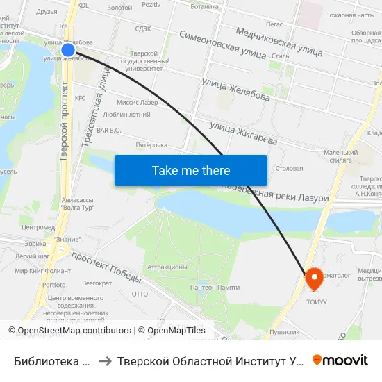 Библиотека Им. Герцена to Тверской Областной Институт Усовершенствования Учите map