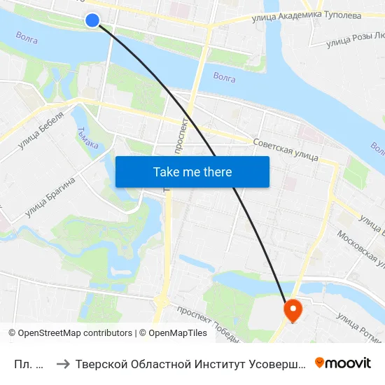 Пл. Мира to Тверской Областной Институт Усовершенствования Учите map
