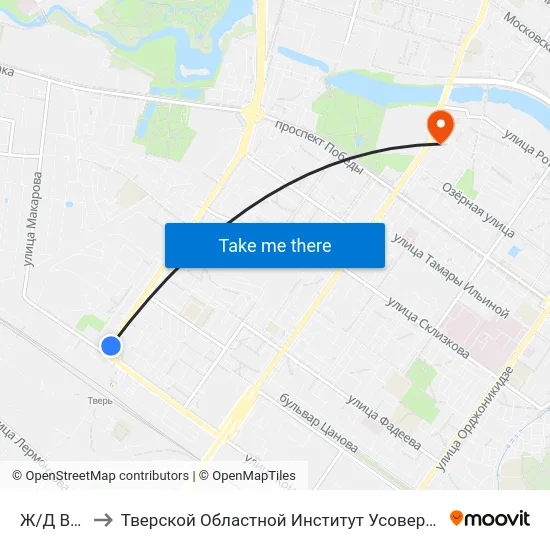 Ж/Д Вокзал to Тверской Областной Институт Усовершенствования Учите map