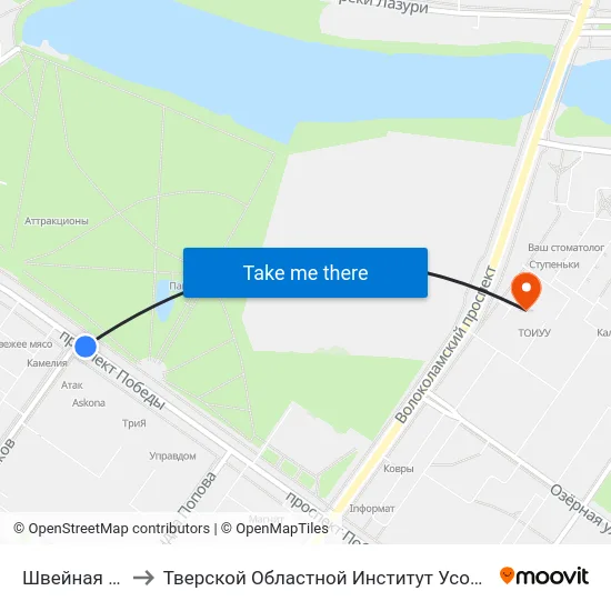 Швейная Фабрика to Тверской Областной Институт Усовершенствования Учите map