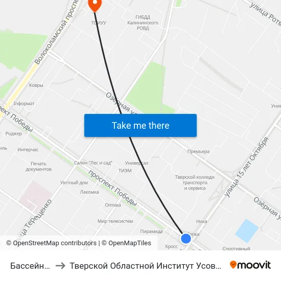 Бассейн Радуга to Тверской Областной Институт Усовершенствования Учите map
