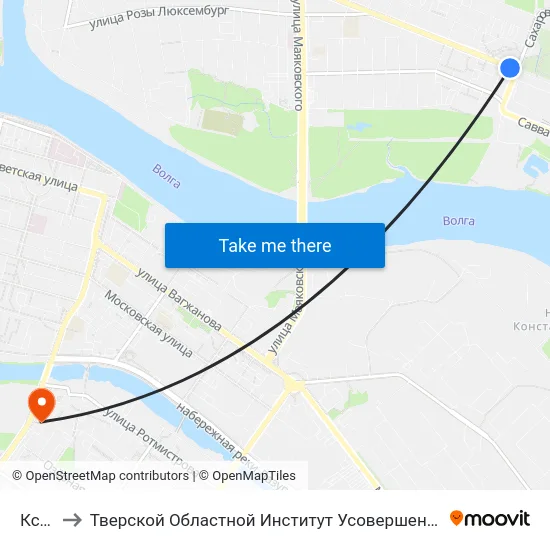 Ксм-2 to Тверской Областной Институт Усовершенствования Учите map