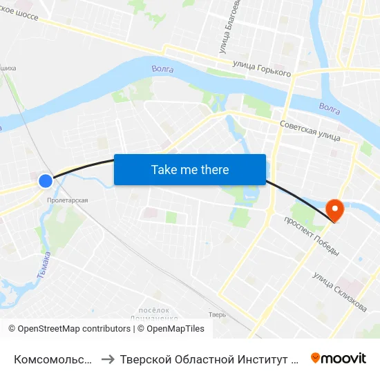 Комсомольская Площадь to Тверской Областной Институт Усовершенствования Учите map