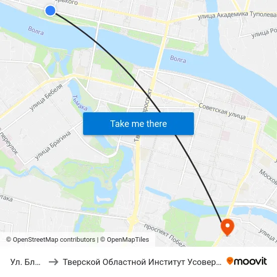 Ул. Благоева to Тверской Областной Институт Усовершенствования Учите map