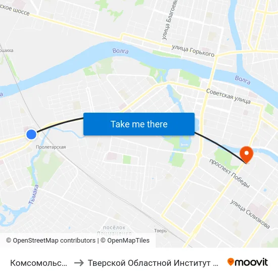 Комсомольская Площадь to Тверской Областной Институт Усовершенствования Учите map