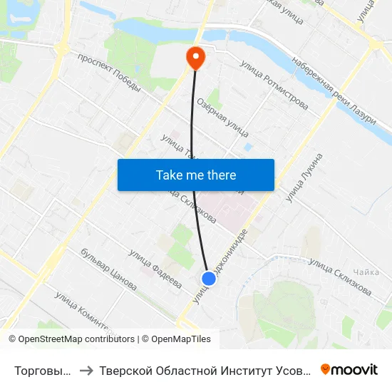 Торговый Центр to Тверской Областной Институт Усовершенствования Учите map