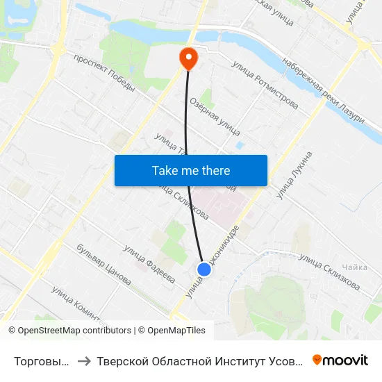 Торговый Центр to Тверской Областной Институт Усовершенствования Учите map