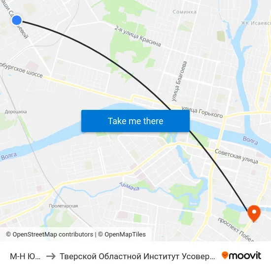 М-Н Юность to Тверской Областной Институт Усовершенствования Учите map
