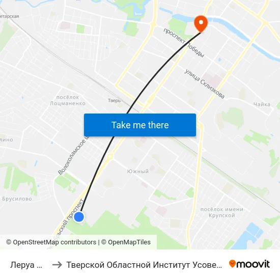 Леруа Мерлен to Тверской Областной Институт Усовершенствования Учите map