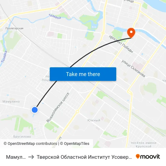 Мамулино-2 to Тверской Областной Институт Усовершенствования Учите map