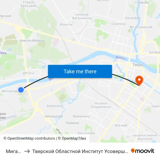 Мигалово to Тверской Областной Институт Усовершенствования Учите map